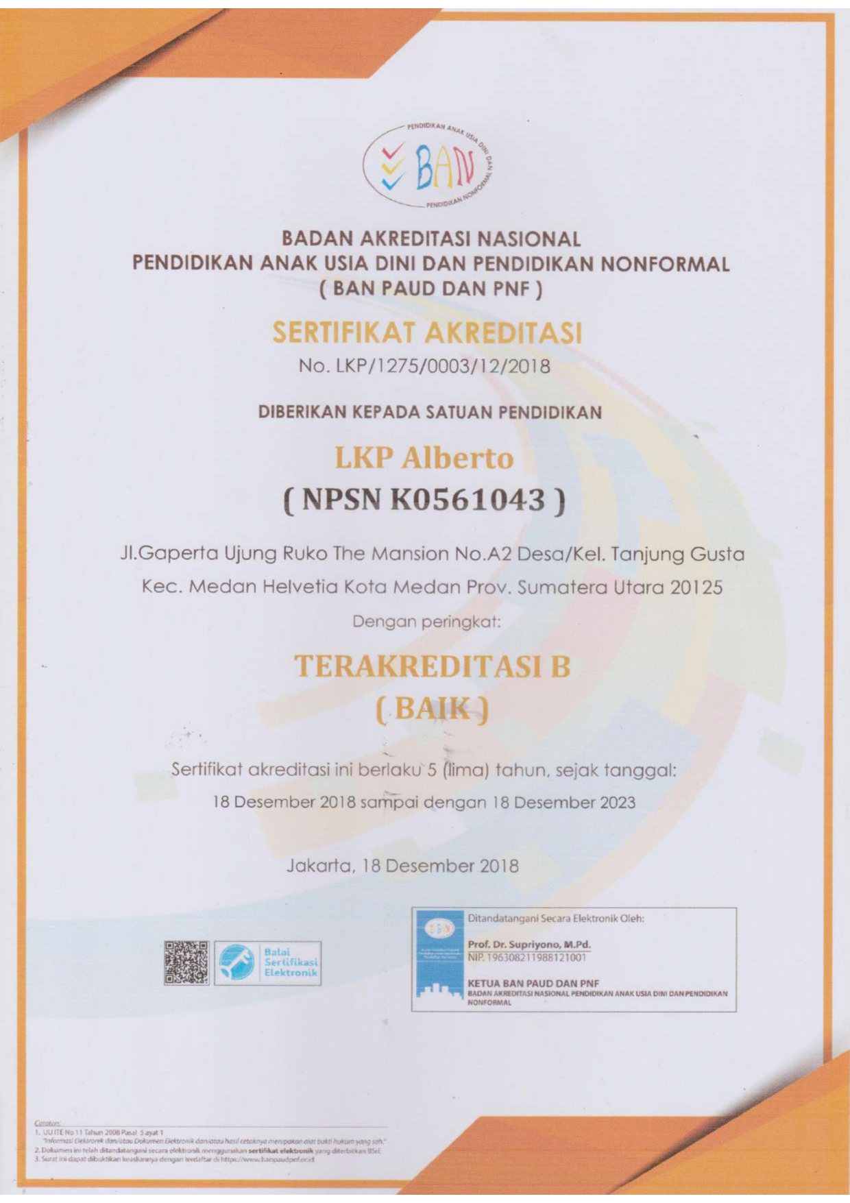 Sertifikat Akreditasi