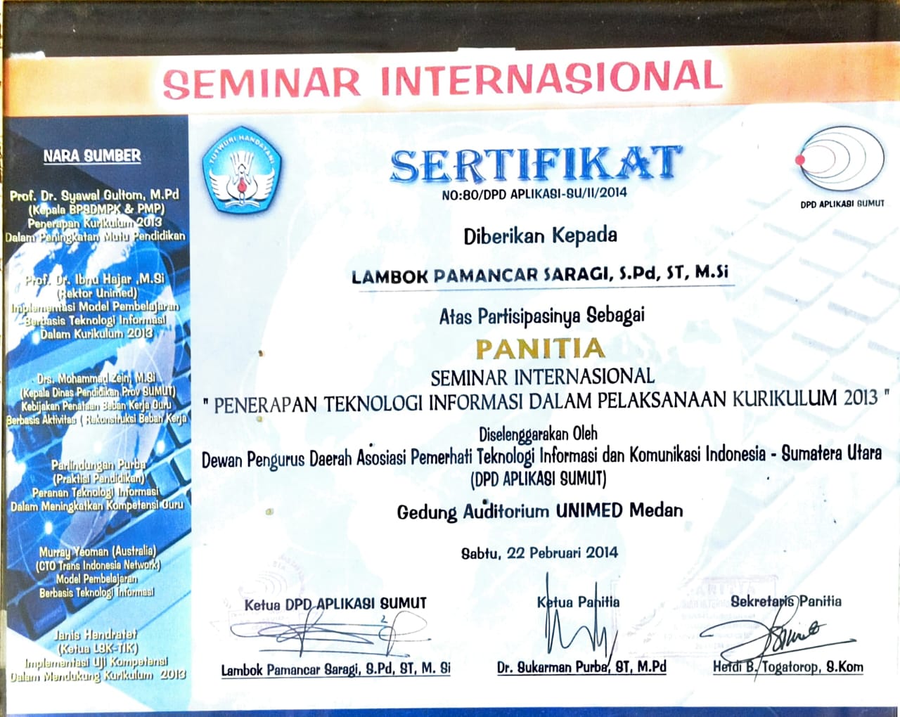 Sertifikat Seminar Internasional